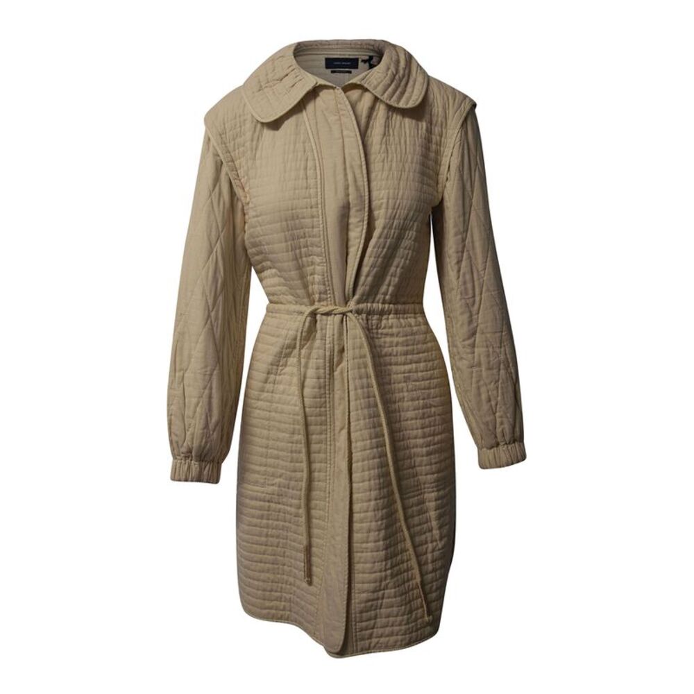 Isabel Marant Quilted Padded Coat in Cream Cotton